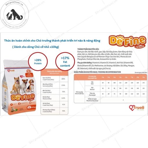 Thức Ăn Hạt Cho Chó Trưởng Thành Phát Triển Trí Não Giúp Da Khoẻ Và Lông Mượt Vị Cá Hồi DeFine Truoo Pet Care - Ảnh 7