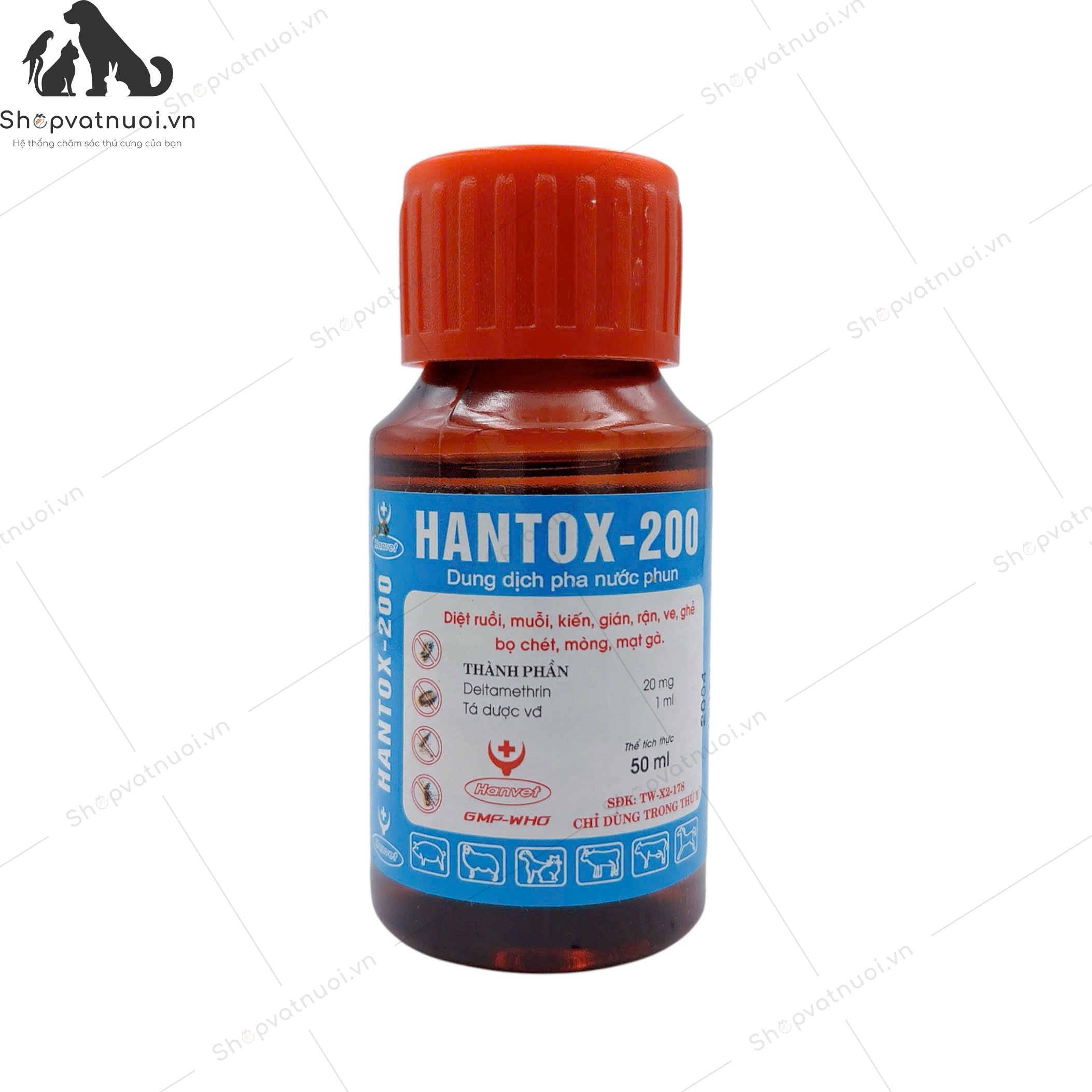 Thuốc Diệt Ruồi Muỗi Kiến Gián Bọ Chét HanTox 200 Deltamethrin 3 EW Hanvet - Ảnh 2