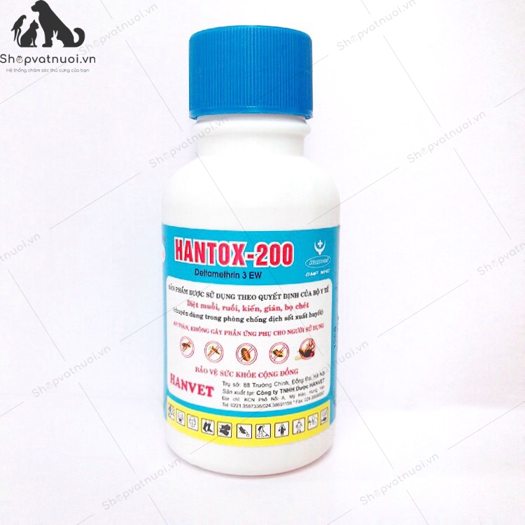 Thuốc Diệt Ruồi Muỗi Kiến Gián Bọ Chét HanTox 200 Deltamethrin 3 EW Hanvet - Ảnh 3