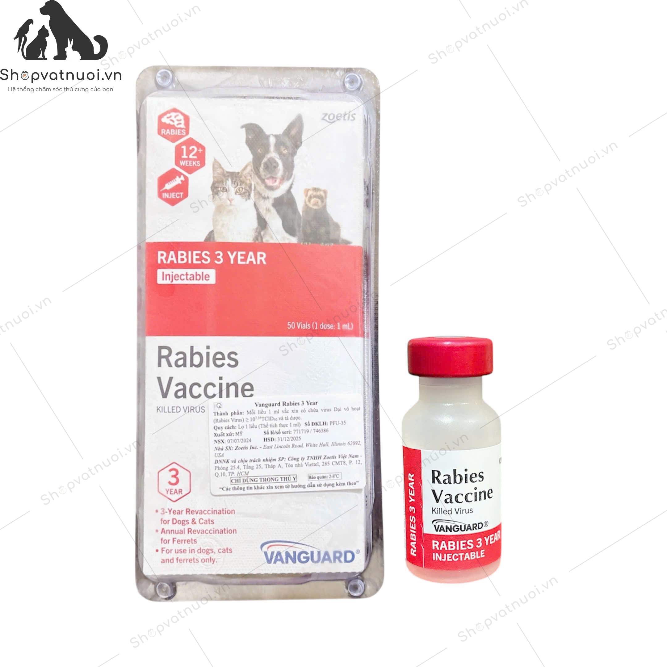 Vaccine Mỹ Phòng Dại Zoetis Vanguard Rabies 3 Year