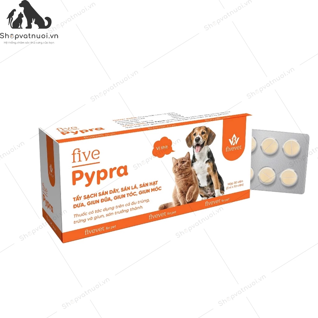 Thuốc Tẩy Giun Sán Cho Chó Mèo Five Pypra Vị Thịt FiveVet