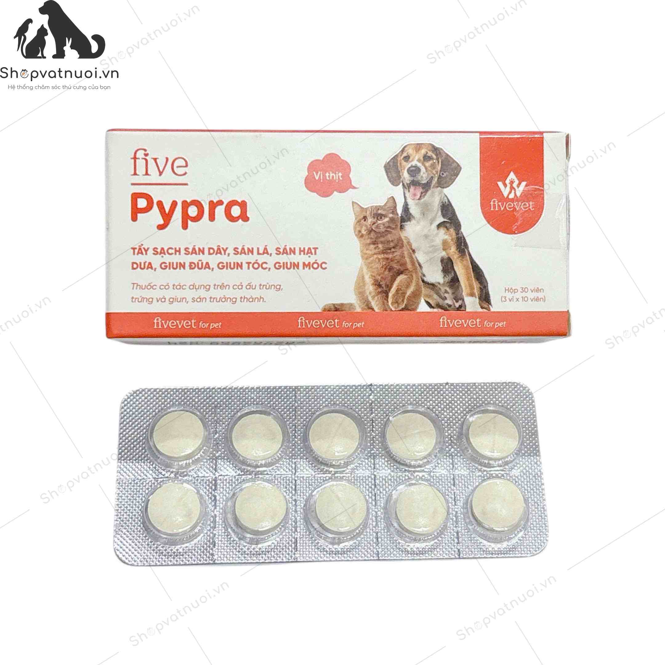 Thuốc Tẩy Giun Sán Cho Chó Mèo Five Pypra Vị Thịt FiveVet - Ảnh 3
