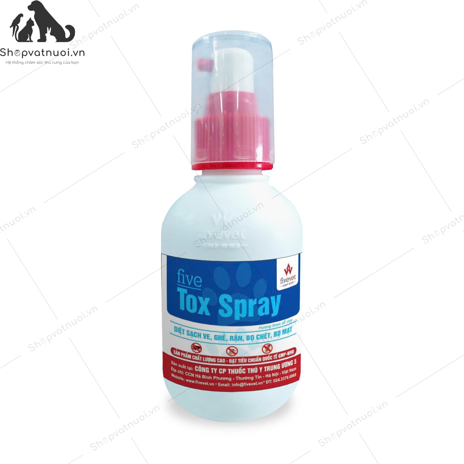 Thuốc Xịt Diệt Ve Ghẻ Rận Bọ Chét Bọ Mạt Five Tox Spray FiveVet