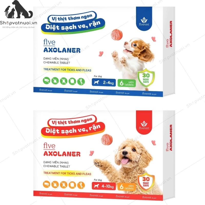Viên Nhai Diệt Ve Rận Cho Chó Vị Thịt Five Axolaner FiveVet