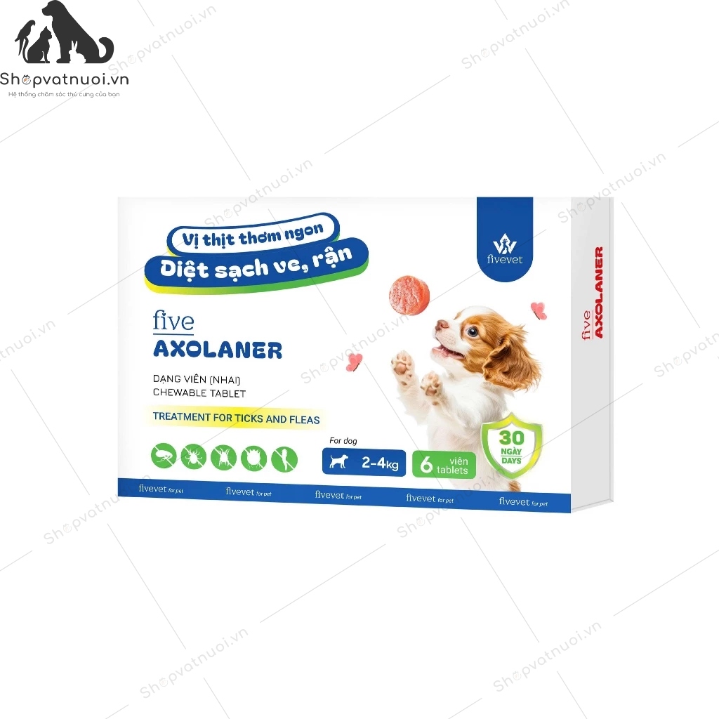 Viên Nhai Diệt Ve Rận Cho Chó Vị Thịt Five Axolaner FiveVet - Ảnh 3