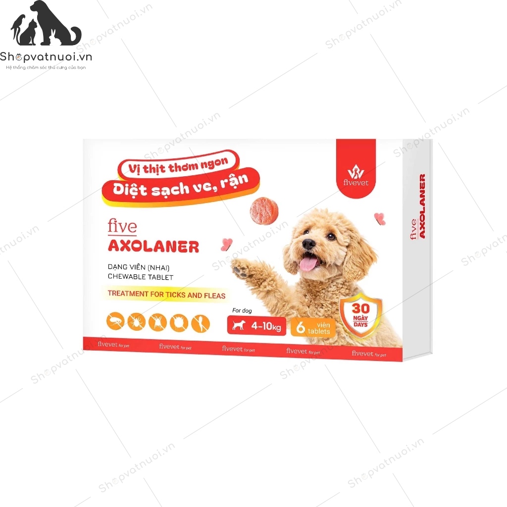 Viên Nhai Diệt Ve Rận Cho Chó Vị Thịt Five Axolaner FiveVet - Ảnh 4