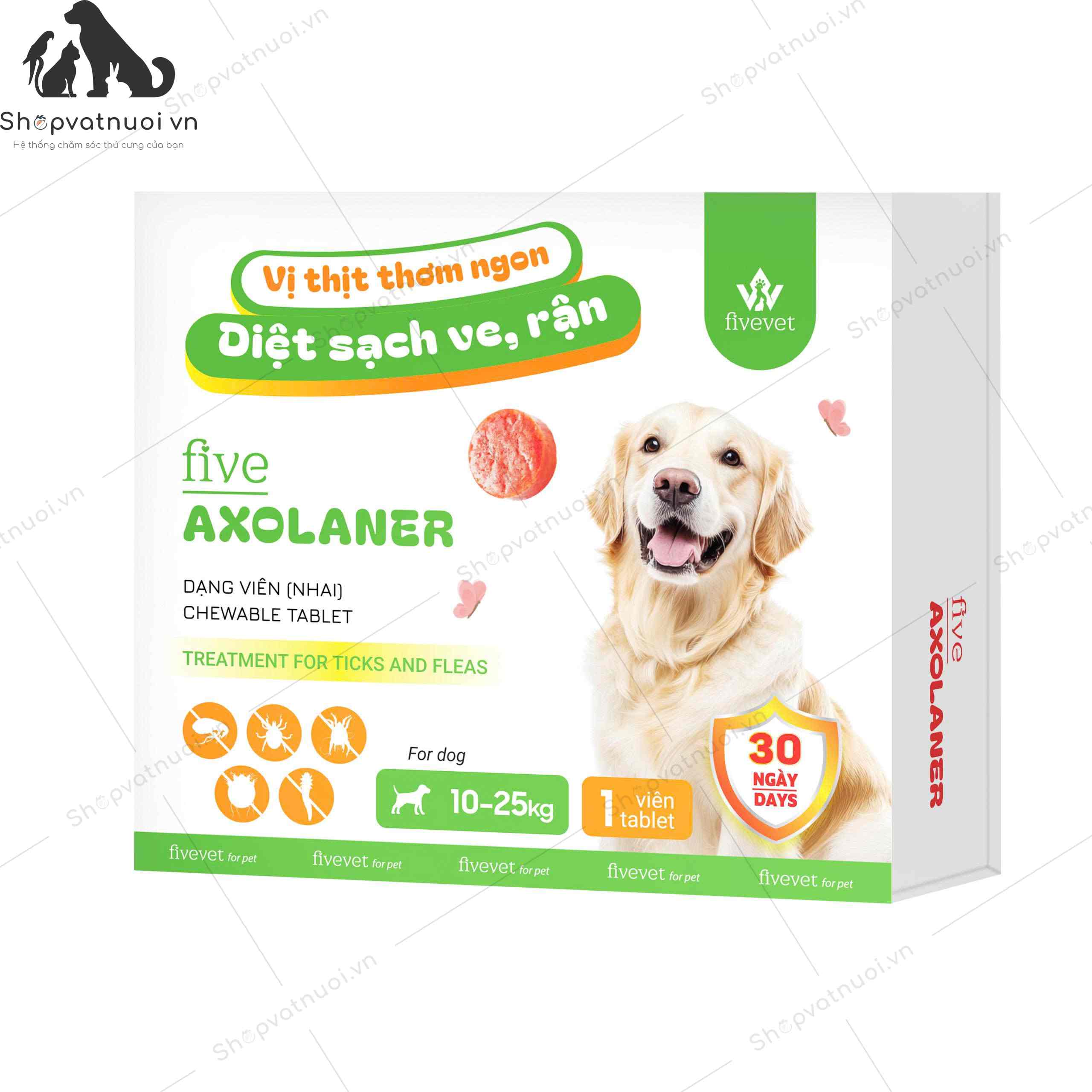 Viên Nhai Diệt Ve Rận Cho Chó Vị Thịt Five Axolaner FiveVet - Ảnh 5