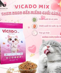 Thức Ăn Hạt Cho Mèo Mix Ruốc Gà Cỏ Mèo Dưa Hấu Vicado Mix Topping 1kg