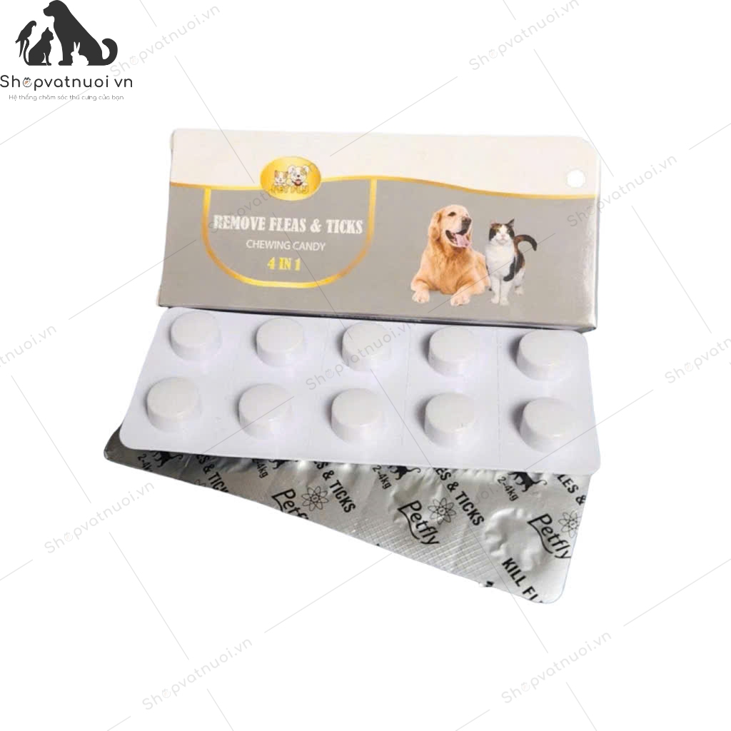 Viên Nhai Diệt Ve Rận Cho Chó Mèo Remove Fleas & Ticks Chewwing Candy 4 in 1 Pet Fly - Ảnh 3