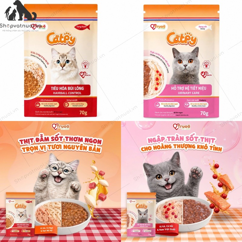 Thức Ăn Hỗn Hợp Pate Cho Mèo Catpy Truoo 70g