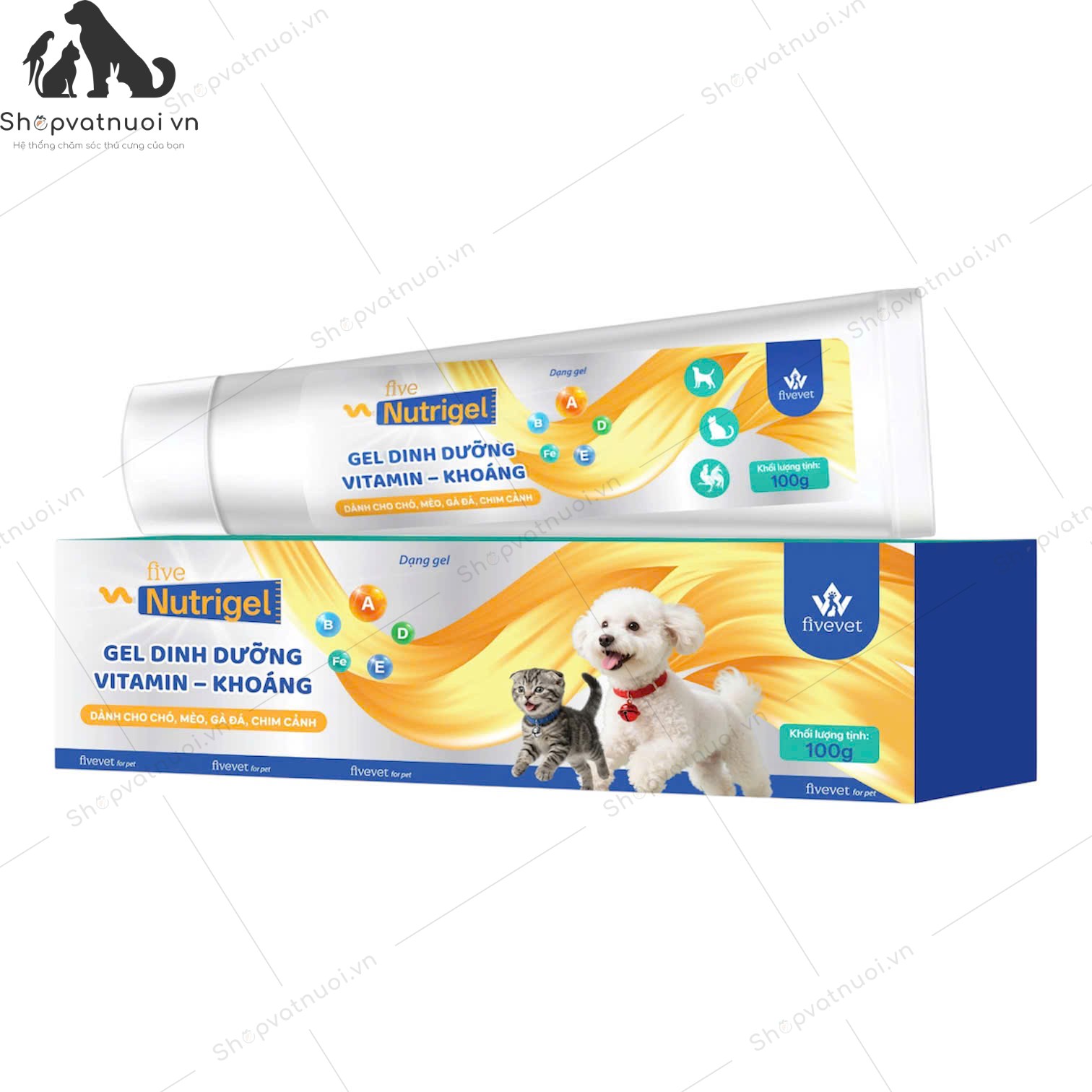 Gel Dinh Dưỡng Vitamin - Khoáng Dành Cho Chó Mèo Gà Đá Chim Cảnh Five-Nutrigel FivetVet 100g