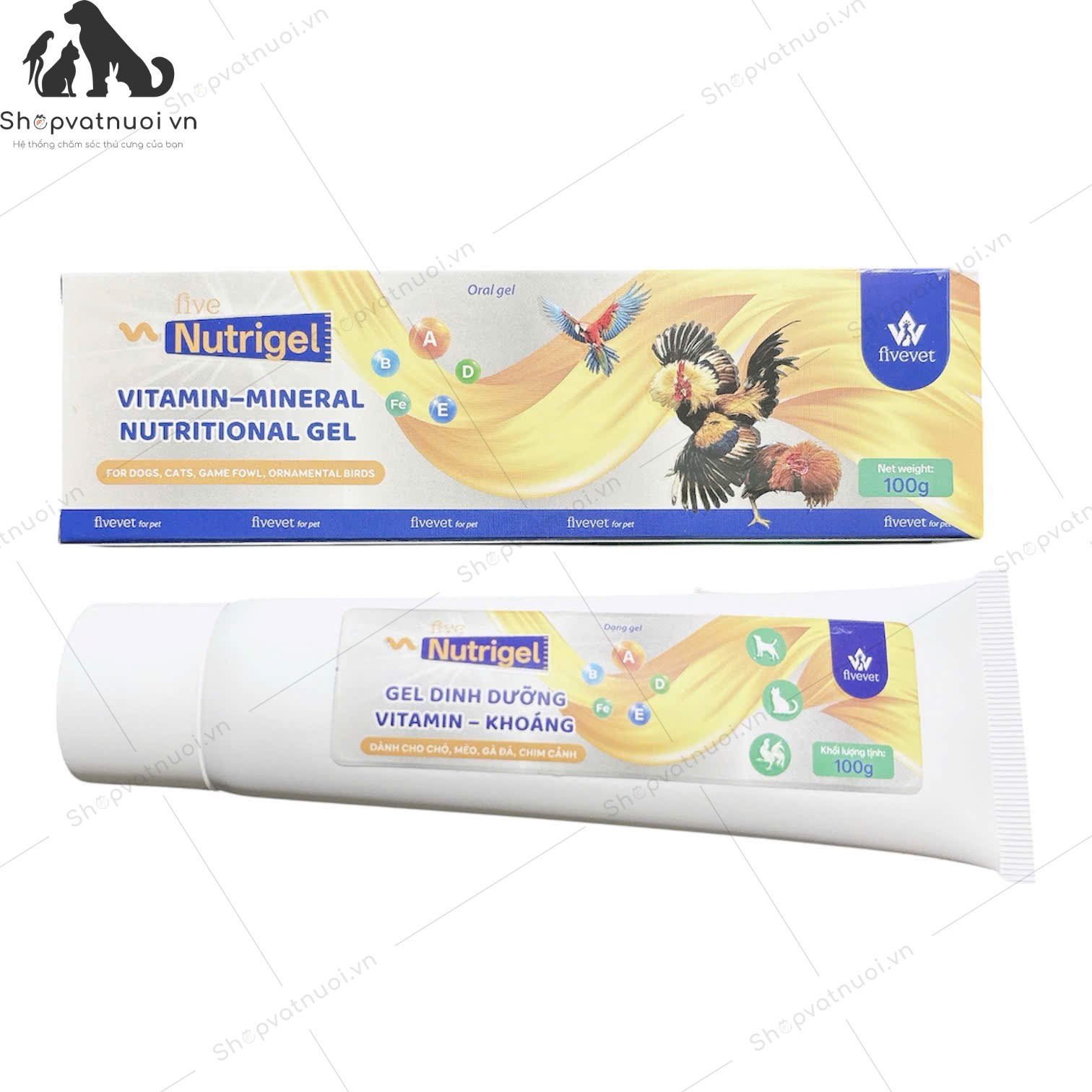 Gel Dinh Dưỡng Vitamin - Khoáng Dành Cho Chó Mèo Gà Đá Chim Cảnh Five-Nutrigel FivetVet 100g - Ảnh 3