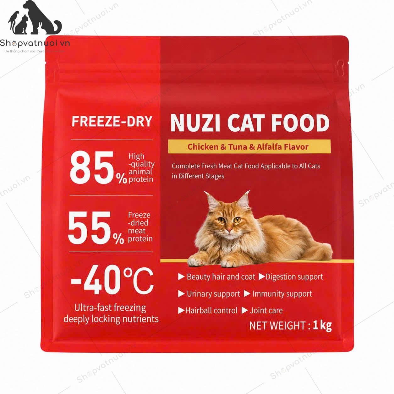 Thức Ăn Hạt Cao Cấp Cho Mèo Nuzi Cat Food Amapet 1kg - Ảnh 3