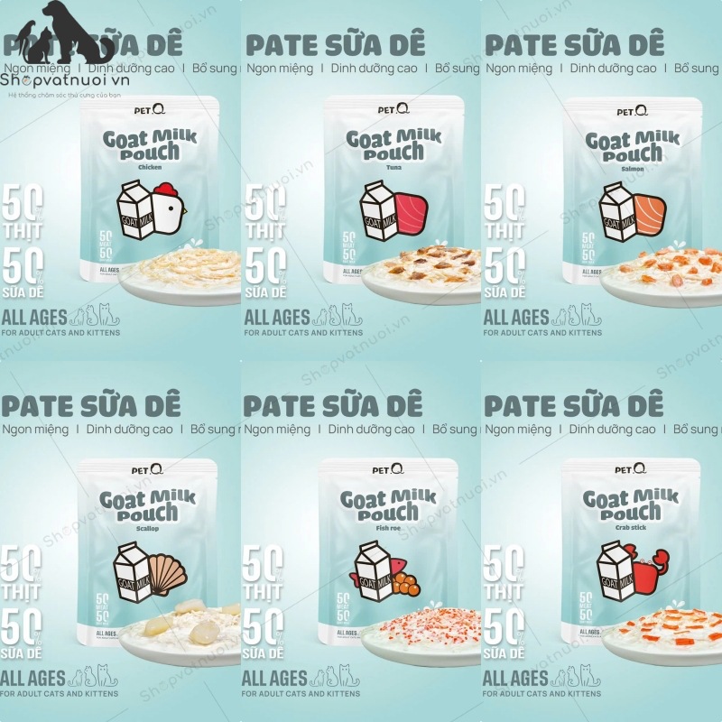 Thức Ăn Ướt Pate Sữa Dê Cho Mèo Pet Q 70g