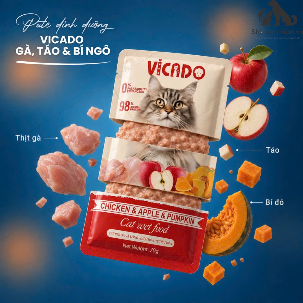 Thức Ăn Ướt Cho Mèo Pate Vicado Cat Wet Food 70g - Ảnh 6